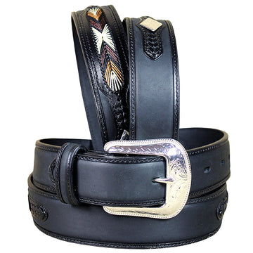 3D Black Mens Western Fashion Leather Belt Removable Buckle